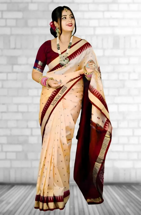 Weaver_Store_Temple_Border_Sambalpuri_Art_Silk_Saree_(Beige)