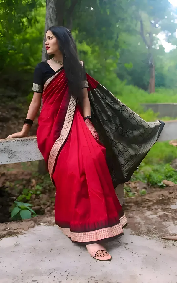 National_Sarees_Temple_Border_Sambalpuri_Art_Silk_Saree_(Red)