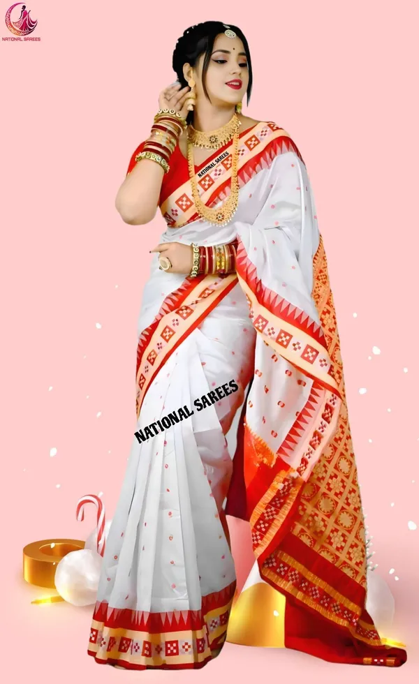 Imran_Saree_Temple_Border_Sambalpuri_Art_Silk_Saree_(White)