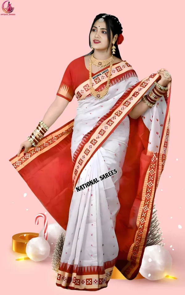 Imran_Saree_Temple_Border_Sambalpuri_Art_Silk_Saree_(White)