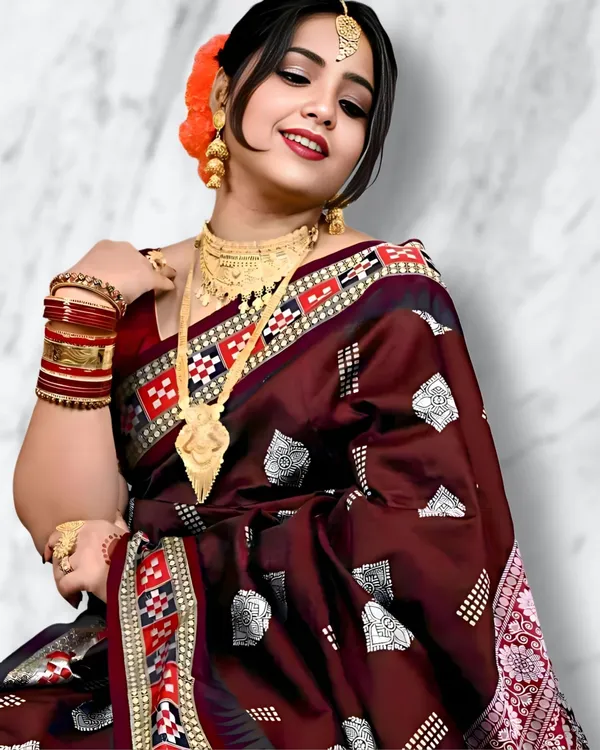 Weaver_Store_Temple_Border_Sambalpuri_Art_Silk_Saree_(Maroon)