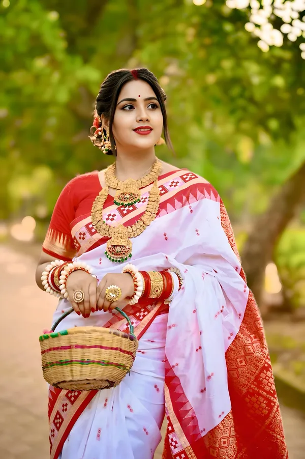 Weaver_Storer_Temple_Border_Sambalpuri_Art_Silk_Saree_(White)