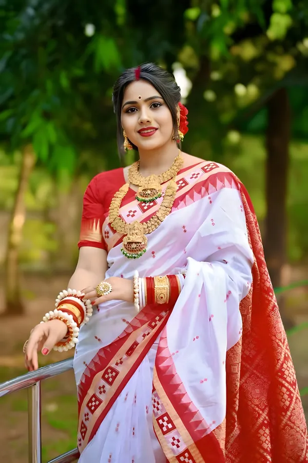 Weaver_Storer_Temple_Border_Sambalpuri_Art_Silk_Saree_(White)