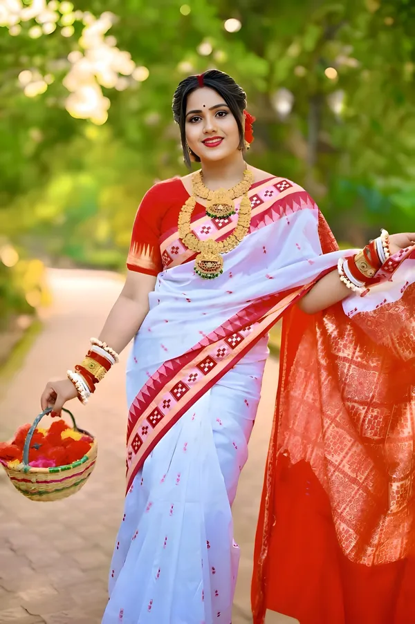 Weaver_Storer_Temple_Border_Sambalpuri_Art_Silk_Saree_(White)