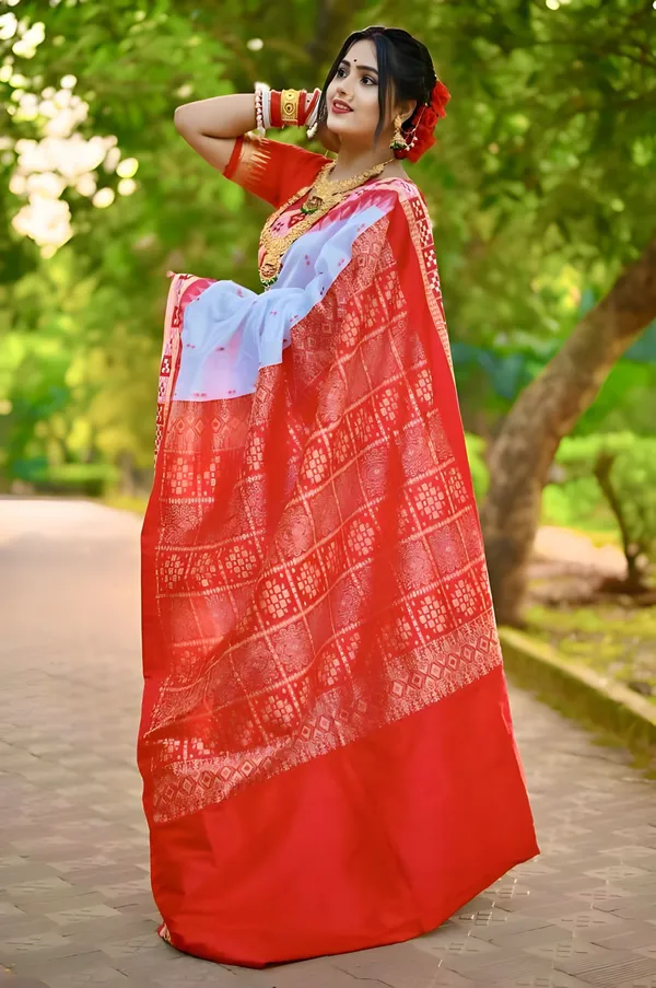 Weaver_Storer_Temple_Border_Sambalpuri_Art_Silk_Saree_(White)