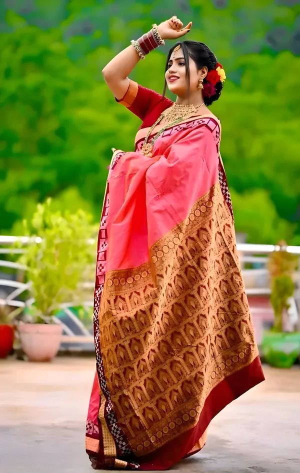 Weaver_Store_Temple_Border_Sambalpuri_Art_Silk_Saree_(Pink)