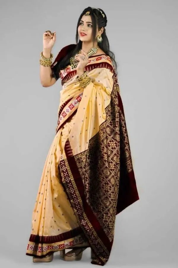 National_Sarees_Temple_Border_Sambalpuri_Art_Silk_Saree_(Beige)