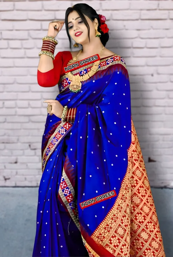 Weaver_Store_Temple_Border_Sambalpuri_Art_Silk_Saree_(Blue)