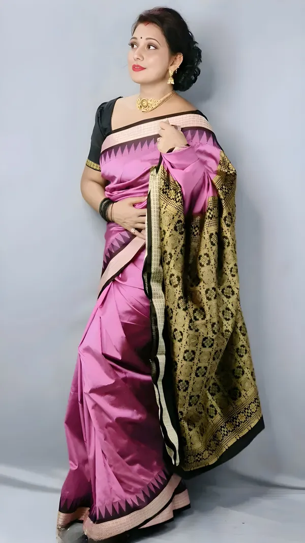 Weaver_Store_Temple_Border_Sambalpuri_Art_Silk_Saree_(Blue)