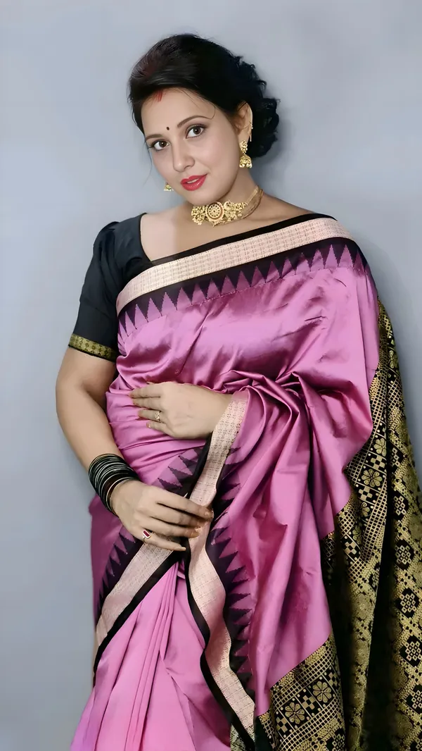 Weaver_Store_Temple_Border_Sambalpuri_Art_Silk_Saree_(Blue)