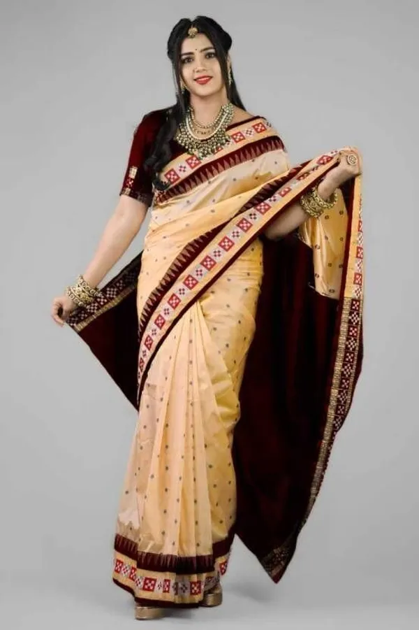 Weaver_Store_Temple_Border_Sambalpuri_Art_Silk_Saree_(Cream)