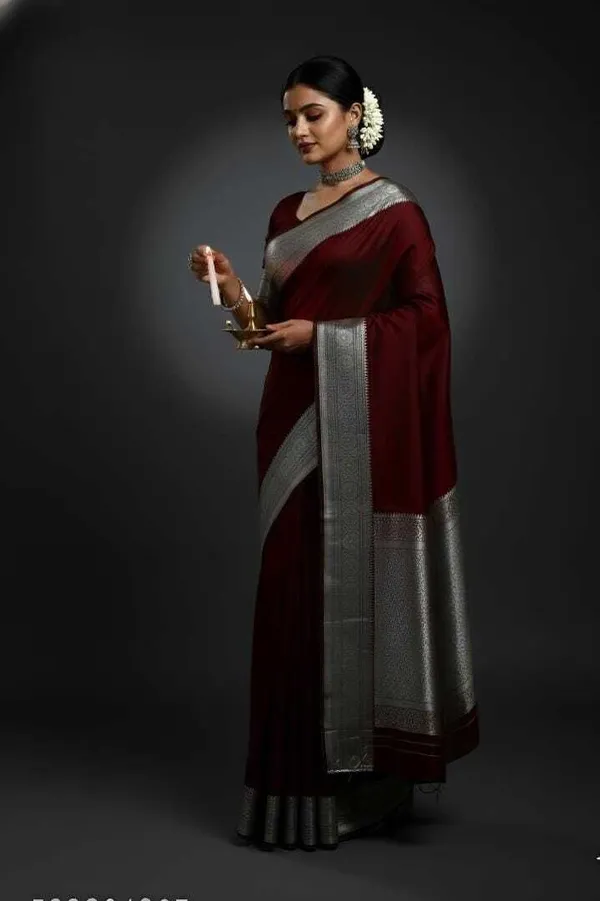 Weaver_Store_Printed_Banarasi_Satin_Saree_(Maroon)
