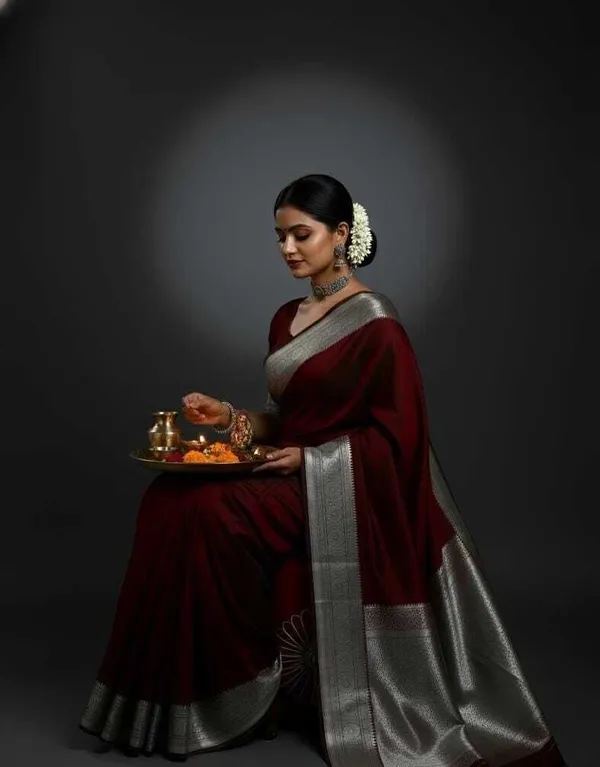 Weaver_Store_Printed_Banarasi_Satin_Saree_(Maroon)