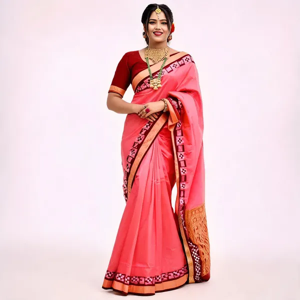 Weaver_Store_Temple_Border_Sambalpuri_Art_Silk_Saree_(Pink)