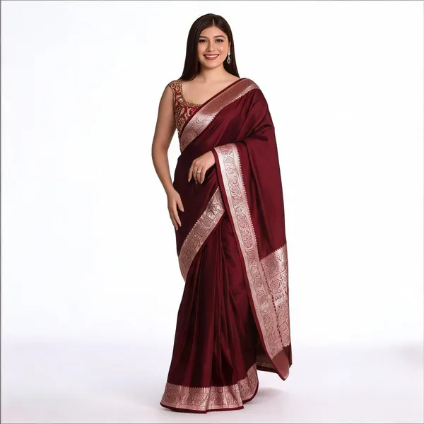 Weaver_Store_Printed_Banarasi_Art_Silk_Saree_(Maroon)