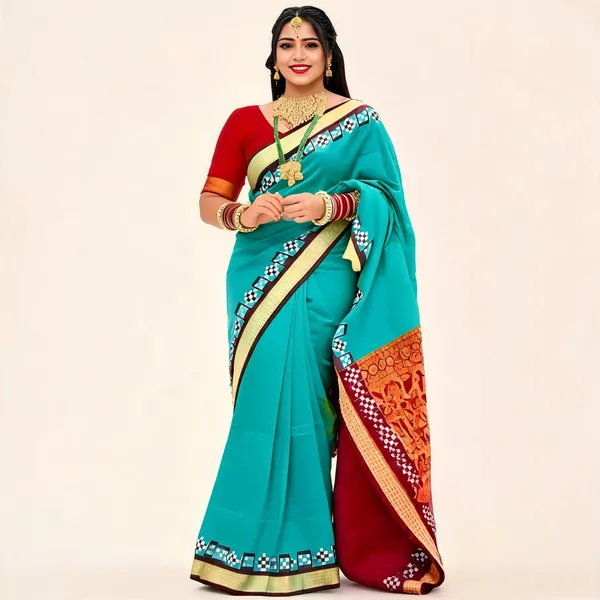 Weaver_Store_Temple_Border_Sambalpuri_Art_Silk_Saree_(Light_Green)