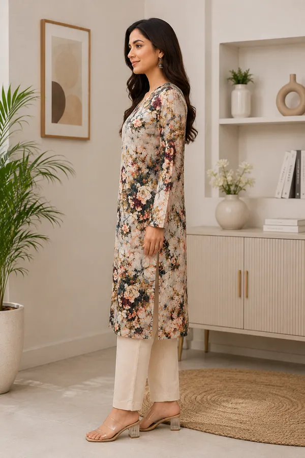Women's_Beige_Floral_Printed_Straight_Kurta