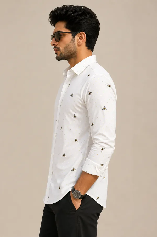 Bee_Printed_White_Shirt