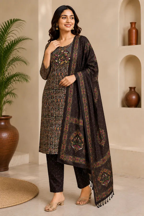 Women_Black_Multicolour_Printed_Kurta_Pant_Dupatta_Set