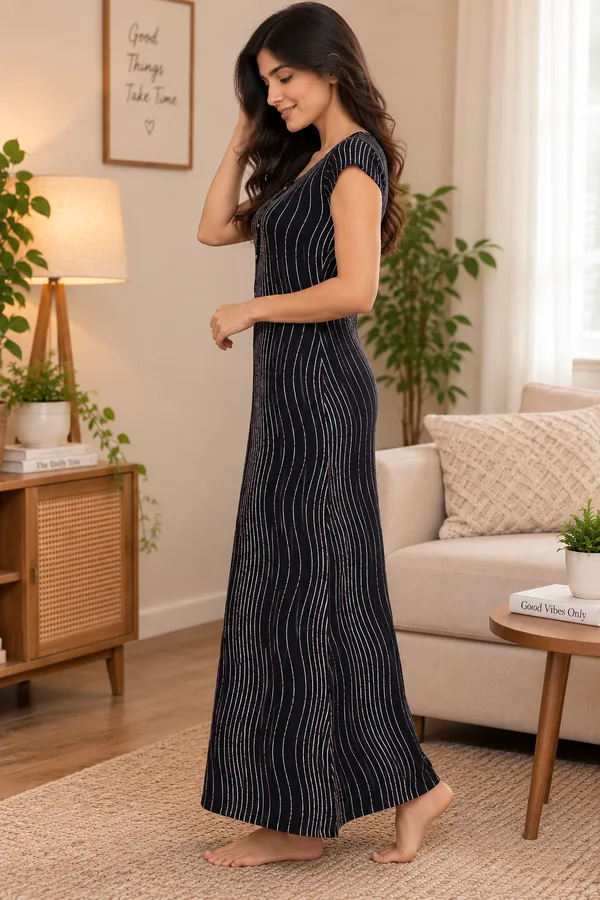Women_Black_Striped_Printed_Casual_Maxi_Dress