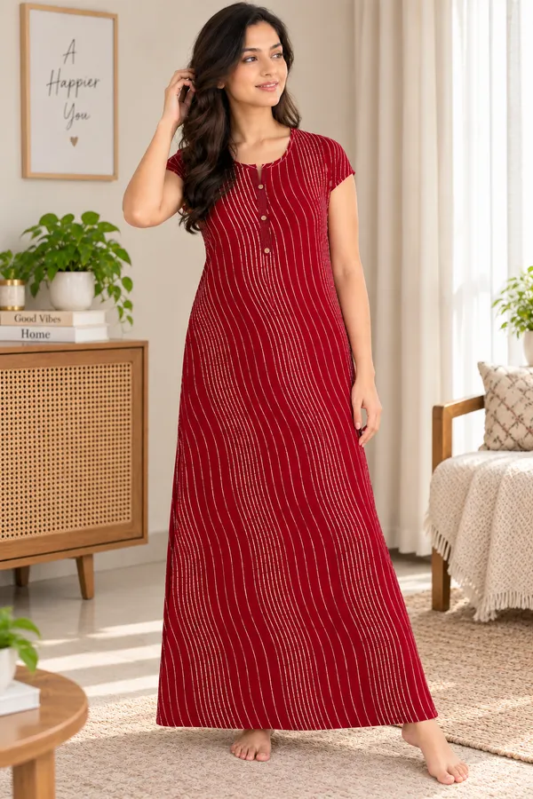 Women_Maroon_Wavy_Striped_Casual_Maxi_Dress
