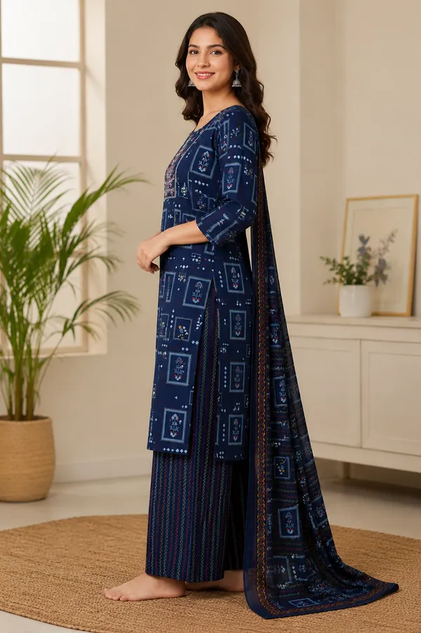 Women_Navy_Blue_Printed_Kurta_Palazzo_Dupatta_Set