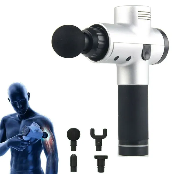 Percussion_Fascial_Gun_Massager_machine_for_Full_Body_Pain_Relief_of_Neck,_Shoulder,_Back,_Arm_&_Foot_for_Men_&_Women_|_2100-3600_RPM_Deep_Tissue_Massage_Gun_with_Speed_Indicator_|_4_Removable_Heads_|_6_Speed_Levels_|_High_Torque_Motor_|_Lightweight_with_Non-Slip_Handle_Cordless_with_Charger