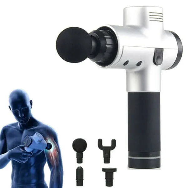 Percussion_Fascial_Gun_Massager_machine_for_Full_Body_Pain_Relief_of_Neck,_Shoulder,_Back,_Arm_&_Foot_for_Men_&_Women_|_2100-3600_RPM_Deep_Tissue_Massage_Gun_with_Speed_Indicator_|_4_Removable_Heads_|_6_Speed_Levels_|_High_Torque_Motor_|_Lightweight_with_Non-Slip_Handle_Cordless_with_Charger