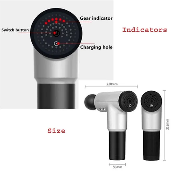 Percussion_Fascial_Gun_Massager_machine_for_Full_Body_Pain_Relief_of_Neck,_Shoulder,_Back,_Arm_&_Foot_for_Men_&_Women_|_2100-3600_RPM_Deep_Tissue_Massage_Gun_with_Speed_Indicator_|_4_Removable_Heads_|_6_Speed_Levels_|_High_Torque_Motor_|_Lightweight_with_Non-Slip_Handle_Cordless_with_Charger