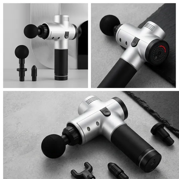 Percussion_Fascial_Gun_Massager_machine_for_Full_Body_Pain_Relief_of_Neck,_Shoulder,_Back,_Arm_&_Foot_for_Men_&_Women_|_2100-3600_RPM_Deep_Tissue_Massage_Gun_with_Speed_Indicator_|_4_Removable_Heads_|_6_Speed_Levels_|_High_Torque_Motor_|_Lightweight_with_Non-Slip_Handle_Cordless_with_Charger