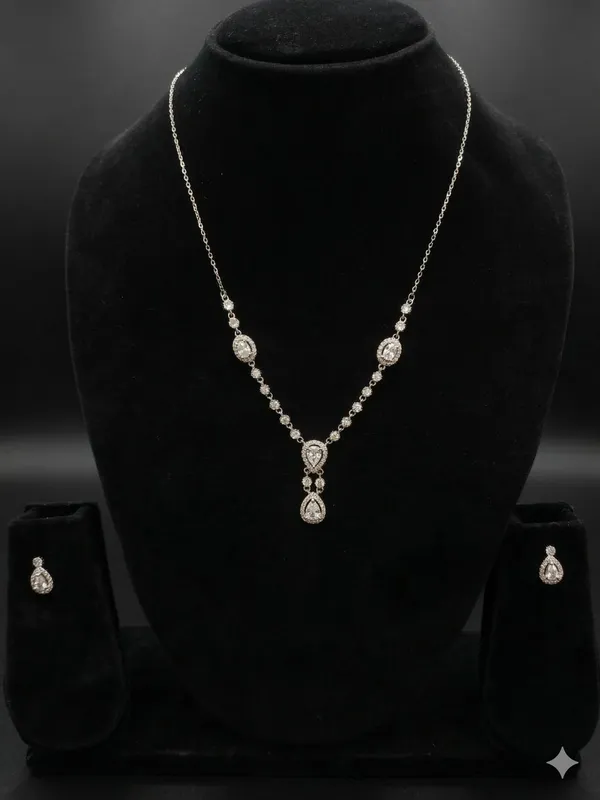 Silver_Tone_Pendant_Necklace_And_Earrings_Set_for_Women
