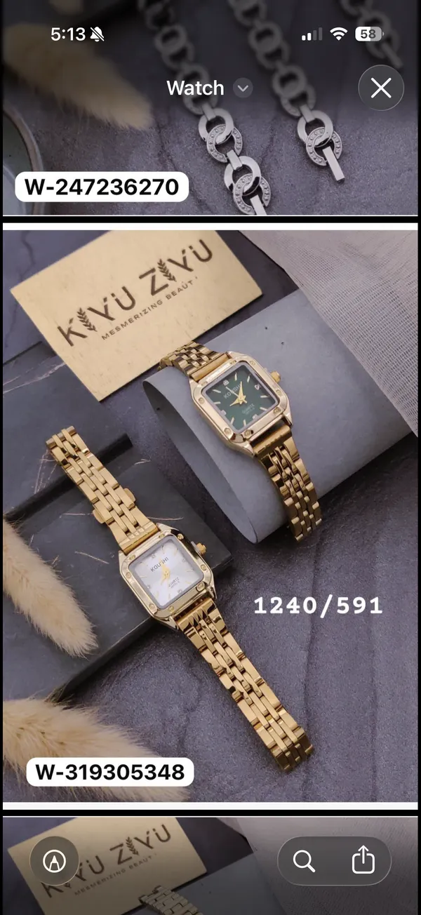 KUVU_Gold_Tone_Rectangular_Bracelet_Watch