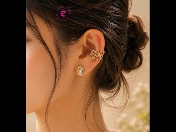 Gold_Tone_Ear_Cuff_And_Stud_Earrings_for_Women