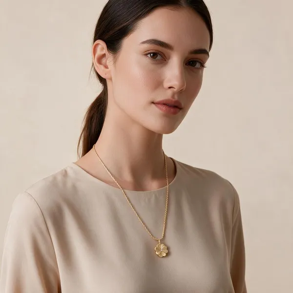 Gold_Tone_Floral_Pendant_Necklace_For_Women