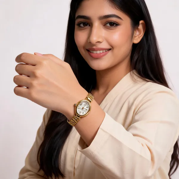 Gold_Metal_Oval_Dial_Analog_Wristwatch_For_Women