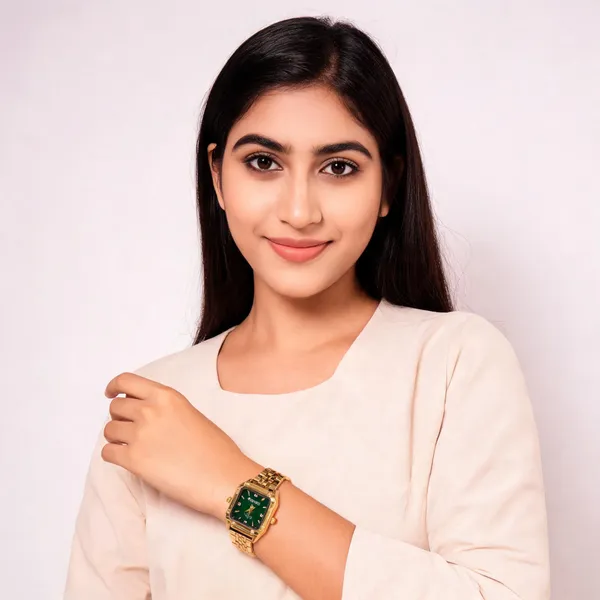 Gold_Tone_Metal_Rectangular_Dial_Watch_For_Women