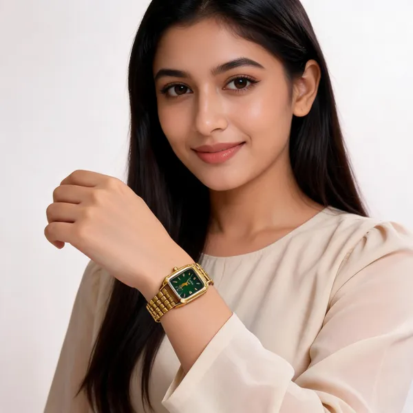 Gold_Tone_Metal_Rectangular_Dial_Watch_For_Women