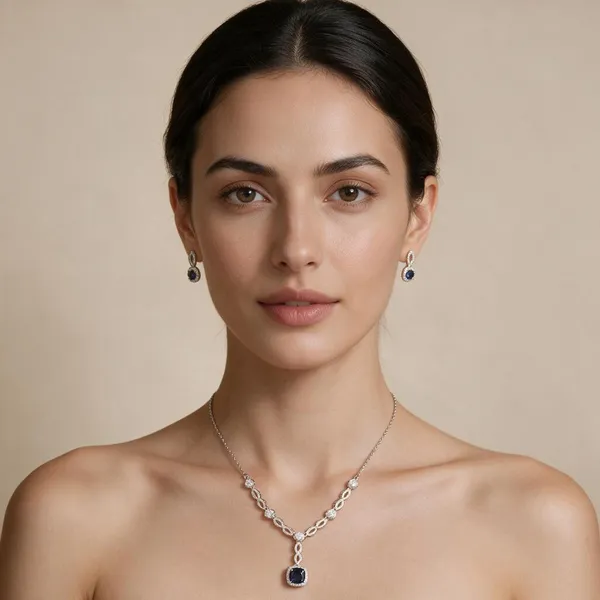 Silver_Tone_Necklace_And_Earrings_Set_For_Women