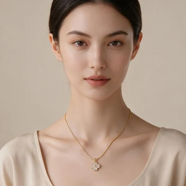 Gold_Tone_Floral_Pendant_Necklace_For_Women