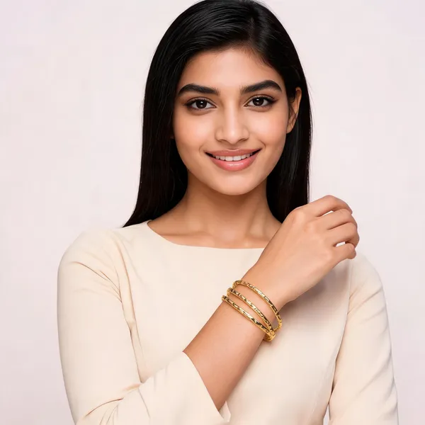 Gold_Tone_Textured_Bracelet_Set_For_Women