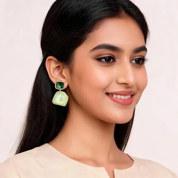 Green_Geometric_Earrings_For_Women