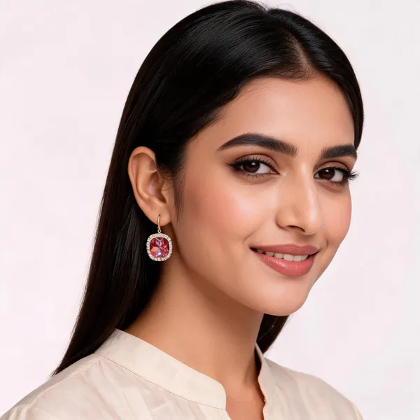 Pink_Square_Drop_Earrings_For_Women