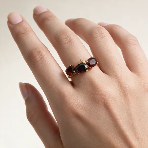 Gold_Tone_Red_Stone_925_Ring_For_Women