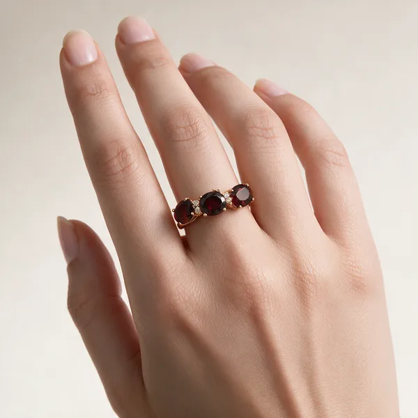 Gold_Tone_Red_Stone_925_Ring_For_Women
