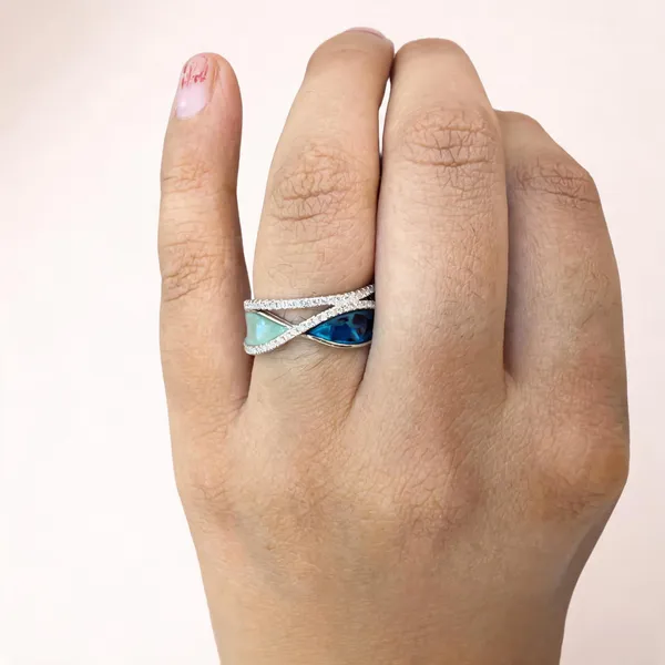 Silver_Tone_Blue_Stone_Crossover_925_Silver_Ring_For_Women