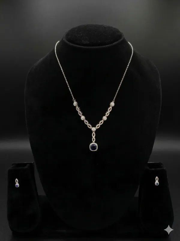 Silver_Tone_Necklace_And_Earrings_Set_for_Women
