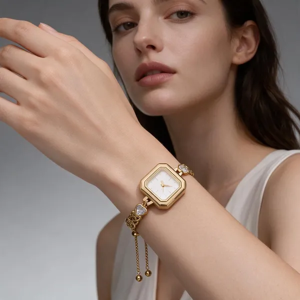 Gold_Tone_Square_Bracelet_Watch_For_Women