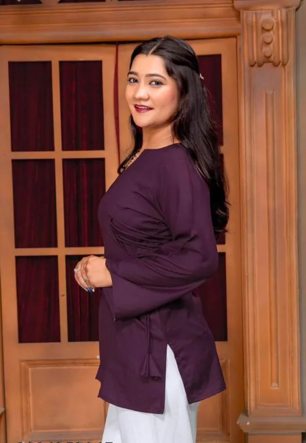 Purple_Viscose_Rayon_Long_Sleeve_Tunic_Top_For_Women