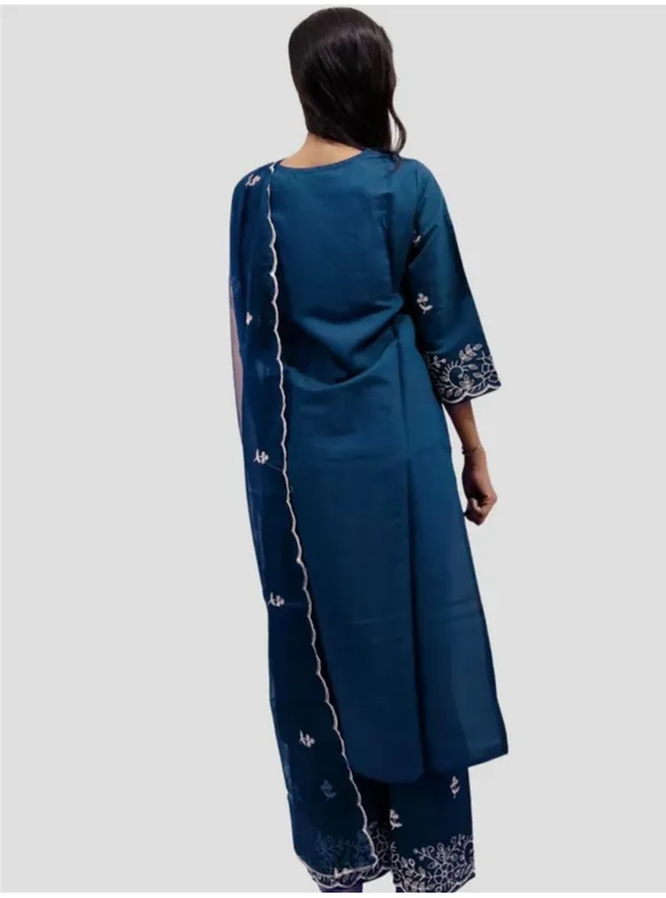 Teal_Viscose_Rayon_Embroidered_Straight_Kurta_Set_For_Women