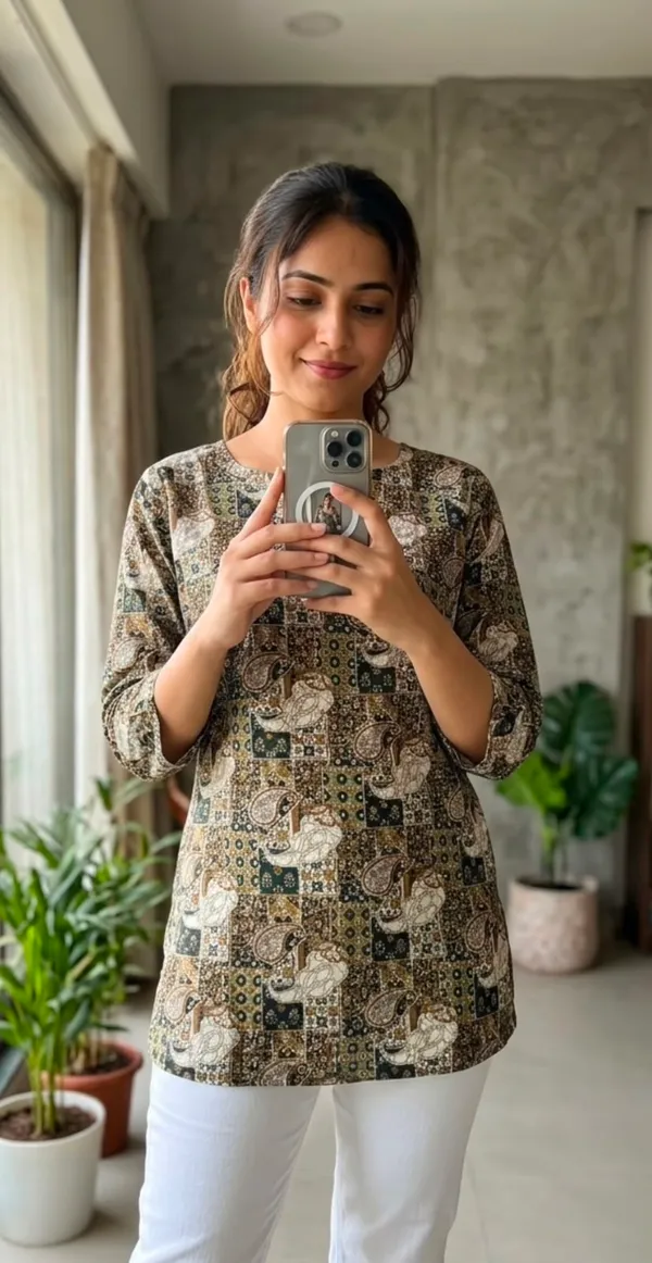 Multicolor_Soft_Silk_Straight_Fit_Tunic_Top_For_Women